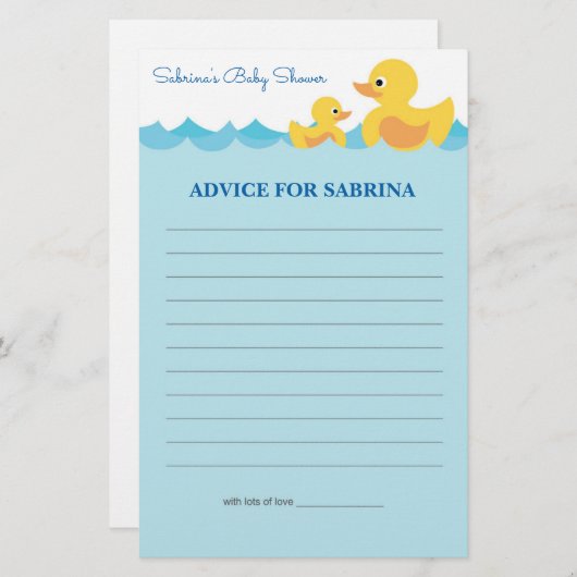 Ratschläge für Mama als Duck-Baby-Duckspiel (Vorne/Hinten)