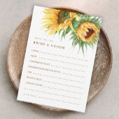 Ratschläge für rustikale Sonnenblumen-Brautpartys Begleitkarte