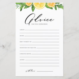 Ratschläge für Zitronen und Orangen für die Newlyw