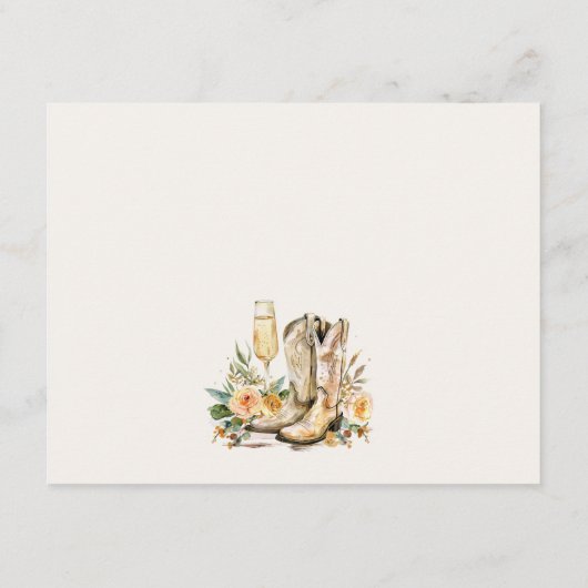 Ratschläge Stiefel und Western-Brautparty Begleitkarte (Rückseite)