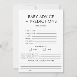 Ratschläge und Vorhersagen für Babyduschenspiele Einladung