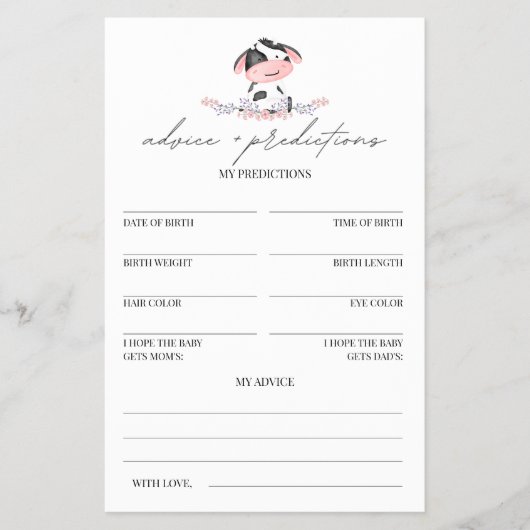 Ratschläge und Vorhersagen Kuh Pink Rustikale Baby Flyer (Vorne)