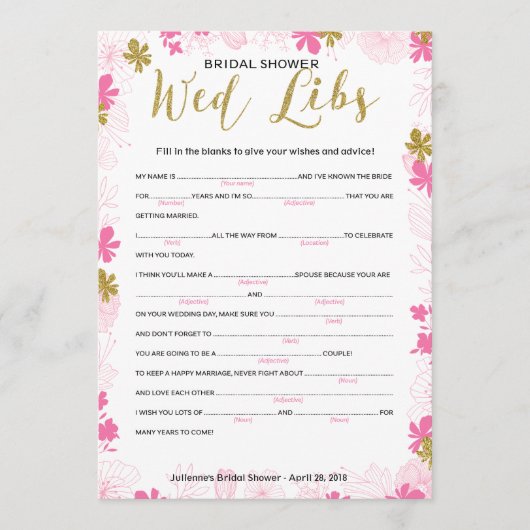 Ratschläge und Wünsche für das Brautduschenspiel Hinweiskarte (Vorderseite)