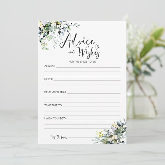 Ratschläge und Wünsche für die zukünftige Karte (Stehend Vorderseite)