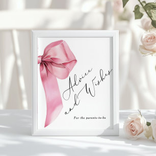 Ratschläge und Wünsche für neue Eltern rosa Bow Poster