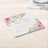 Ratschläge und Wünsche, rosa Blume Rechteckiger Pappuntersetzer (angewinkelt)