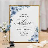 Ratschläge und Wünsche Signieren Dusty Blue Floral Poster