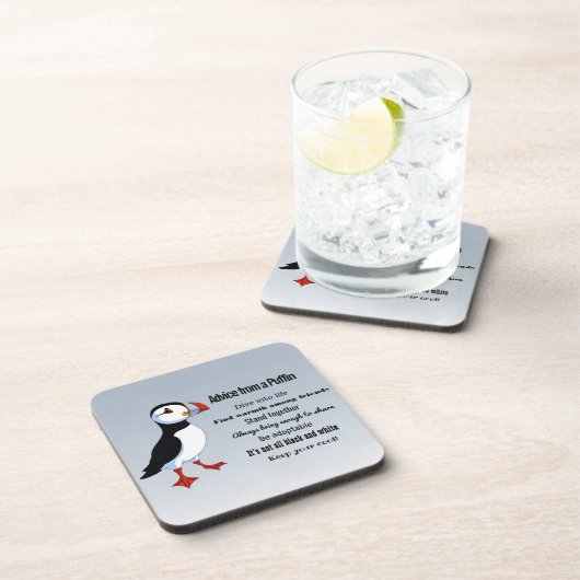 Ratschläge von einem Puffin Design Untersetzer (Rechte Seite)