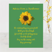 Ratschläge von einer Grußkarte für Sonnenblumen Karte (Gelbe Blume)