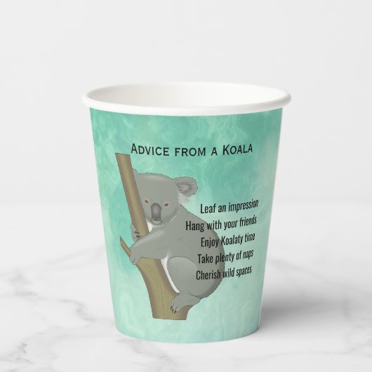 Ratschläge von Koala Design Paper Cups Pappbecher (Rückseite)