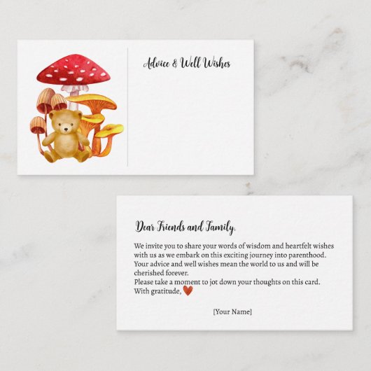 Ratschläge & Wohlwollen Herbst Teddy Bear Babydusc Begleitkarte (Vorne/Hinten)