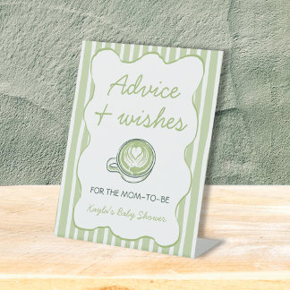 Ratschläge & Wünsche Matcha-Grüntee-Baby-Shower Sockelschild