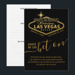 Ratschläge zu Wetten auf Las Vegas Themenberatung<br><div class="desc">Die Las Vegas Theme Wedding oder Brautparty Advice & Well Wishings Card beinhaltet einen Personalisierten Namen Willkommen bei fabulous Las Vegas Sign in Black and Gold mit lustigen und einzigartigen "Ratschläge, die wir anbieten können" Formulierungen und Raum für Heiratsberatung, Wohlwünsche und Reiseberatung für das frisch verheiratete Paar. Diese Duschspielkarte schafft...</div>
