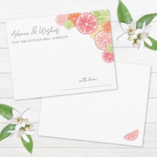 Ratschläge zum Brautparty von Citrus Begleitkarte