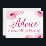Ratschläge zum Teilen mit unseren Liebesvögeln Hinweiskarte<br><div class="desc">Karte mit hübschen Aquarellpinkern und steht für "Ratschläge für unsere Liebesvögel"</div>