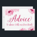Ratschläge zum Teilen mit unseren Liebesvögeln Hinweiskarte<br><div class="desc">Karte mit hübschen Aquarellpinkern und steht für "Ratschläge für unsere Liebesvögel"</div>
