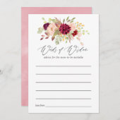 Ratschläge zur Mama von Burgund und Blush Boho Bab Hinweiskarte (Vorne/Hinten)