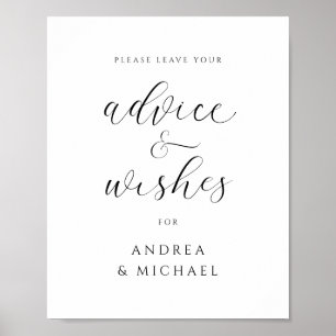 Ratschlagsschild für elegante Hochzeitswünsche Poster