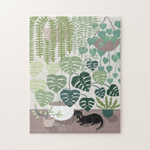Rätsel der grünen Pflanze, der Monstera und der  Puzzle
