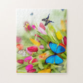 Rätsel der Tulipen und Schmetterlinge Puzzle (Vertikal)
