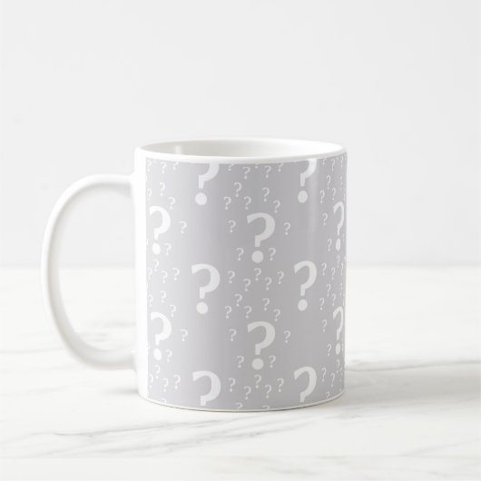 Rätsel-Fragezeichen Rätsel hellgrau Kaffeetasse (Links)
