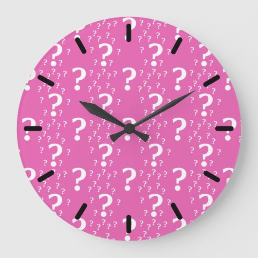 Rätsel-Fragezeichen rätseln pink Große Wanduhr (Vorderseite)