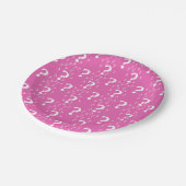 Rätsel-Fragezeichen rätseln pink Pappteller (Schrägansicht)