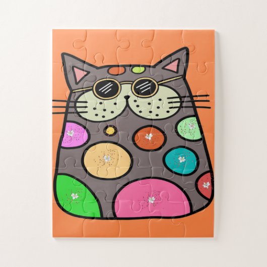 Rätsel für Kinder Komische Katze Große Teile Puzzle (Vertikal)