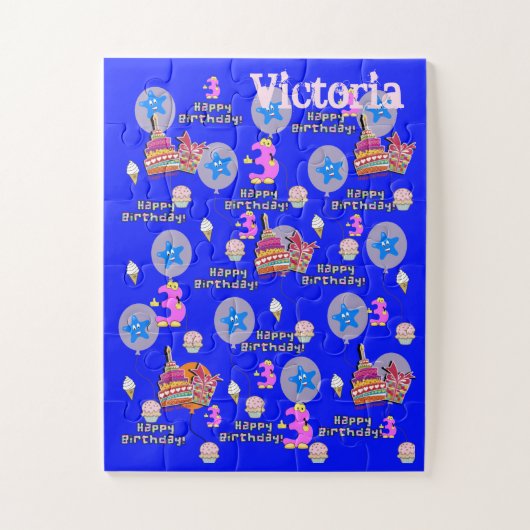 Rätsel, Glück 3. Geburtstag, 3. Geburtstag blau Puzzle (Vertikal)