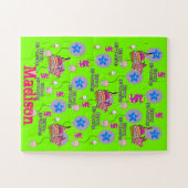 Rätsel, Happy 5th Birthday, #5 Birthday Green Puzzle (Horizontal)