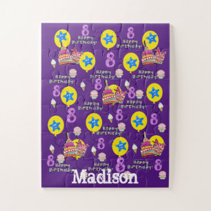 Rätsel, Happy 8. Geburtstag, #8 Geburtstag Lila Puzzle