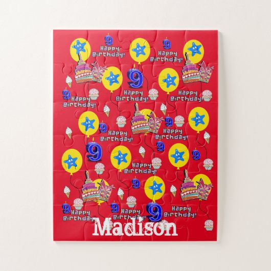 Rätsel, Happy 8. Geburtstag, #8 Geburtstag Rot Puzzle (Vertikal)