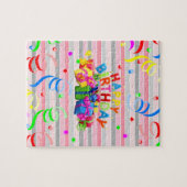 Rätsel Happy Birthday Pink Stripe Puzzle (Horizontal)