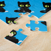 Rätsel Herausforderung Black Kitty Cat Blue Puzzle (Seite)