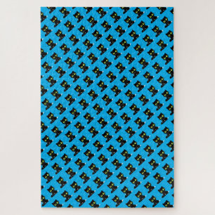 Rätsel Herausforderung Black Kitty Cat Blue Puzzle
