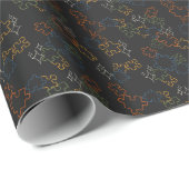 Rätsel - Herbst Umriss schwarzer Hintergrund Geschenkpapier (Rolleneckpunkt)