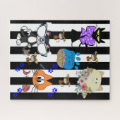 Rätsel Katzen Kätzchen Fische KnochenSchwarzer Str Puzzle (Horizontal)