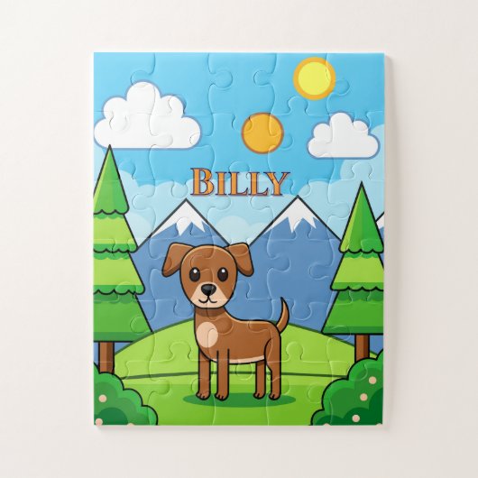 RÄTSEL: KINDER Cute Hund & Berge Kinder Puzzle (Vertikal)