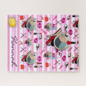 Rätsel Makeup Pink & White Strip Puzzle (Horizontal)