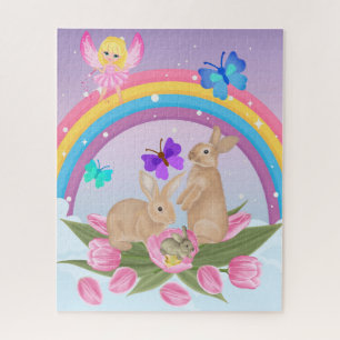 Rätsel mit Hasen, Schmetterlingen Puzzle