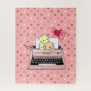 Rätsel Schreibmaschine Katzen Kätzchen Ich liebe d Puzzle