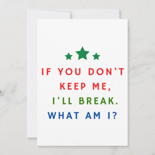 Rätsel und Antworten Einladung (Vorderseite)