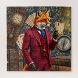 RÄTSEL: Vintage-Fuchs-Detektiv Männer und Familie Puzzle
