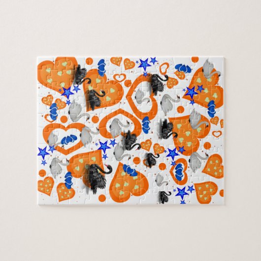 Rätsel Weiße und Schwarze Schwäne hören Sterne Puzzle (Horizontal)