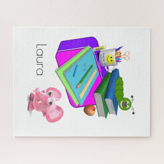 Rätsel zurück zur Schule Rosa Schweinewurm Puzzle (Horizontal)