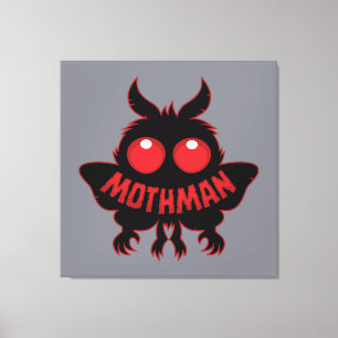 Rätselhafte Silhouette des Mothman mit roten Augen Leinwanddruck