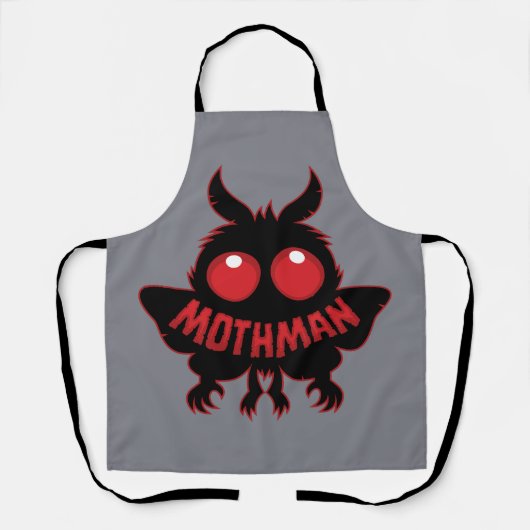 Rätselhafte Silhouette des Mothman mit roten Augen Schürze (Vorderseite)