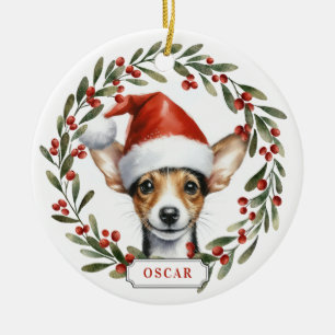 Ratt Terrier Hund Keramik Kreis Weihnachtsdekorati Ornament