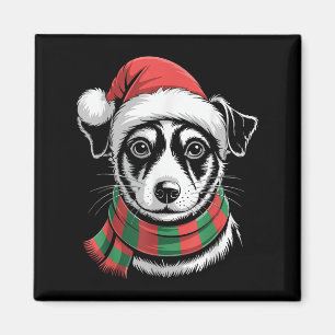 Ratt Terrier Hund Xmas Santa Hut Schal Weihnachten Magnet