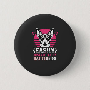 Ratt Terrier leicht abgelenkt Retro-Hund Button